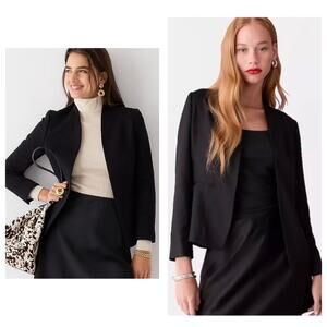 NWT J. Crew Going-Out Blazer Gramercy Twill Size 6 Black Workwear Open Preppy